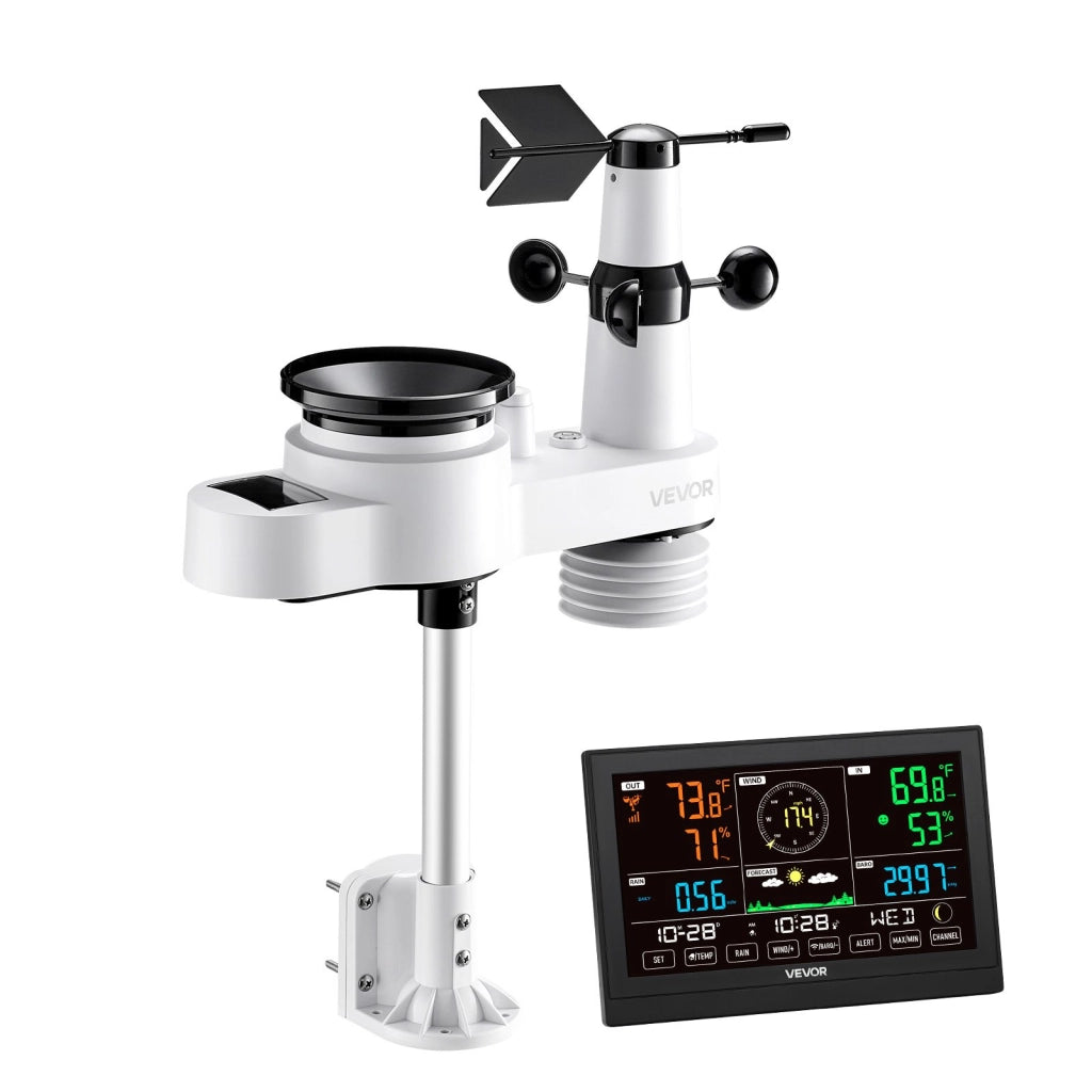 Stazione meteorologica wireless per casa e giardino YT60310, display VA da 190,5 mm, sensore solare 5 in 1 IPX6, raggio 150 m