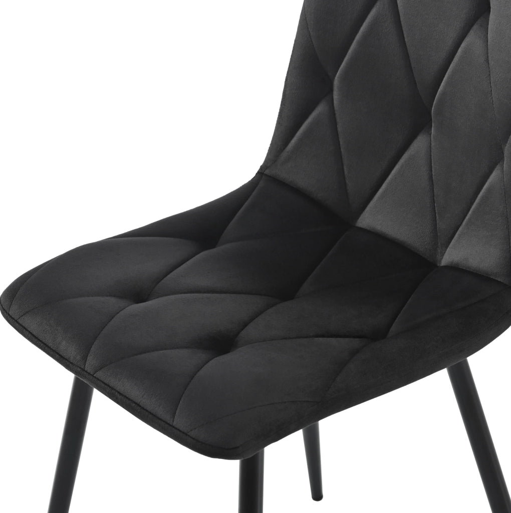 SEDIA da pranzo in velluto nero Set da 4 pezzi