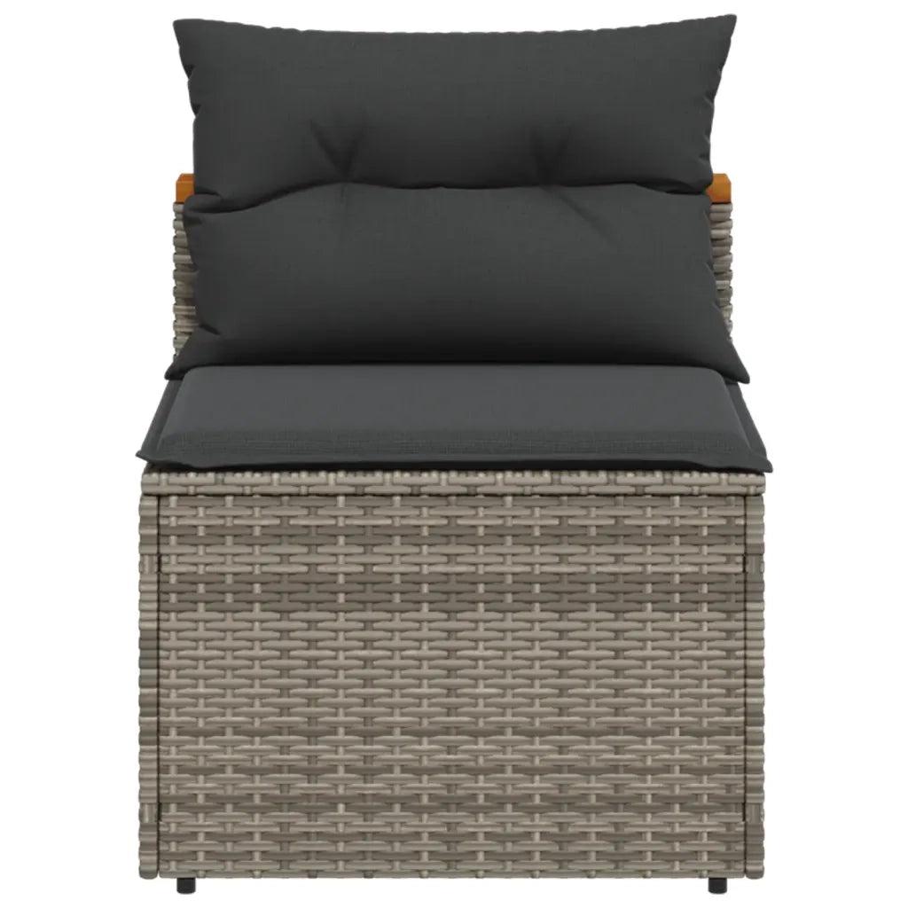 Divani Giardino Senza Braccioli con Cuscini 2 Grigi Polyrattan 365833