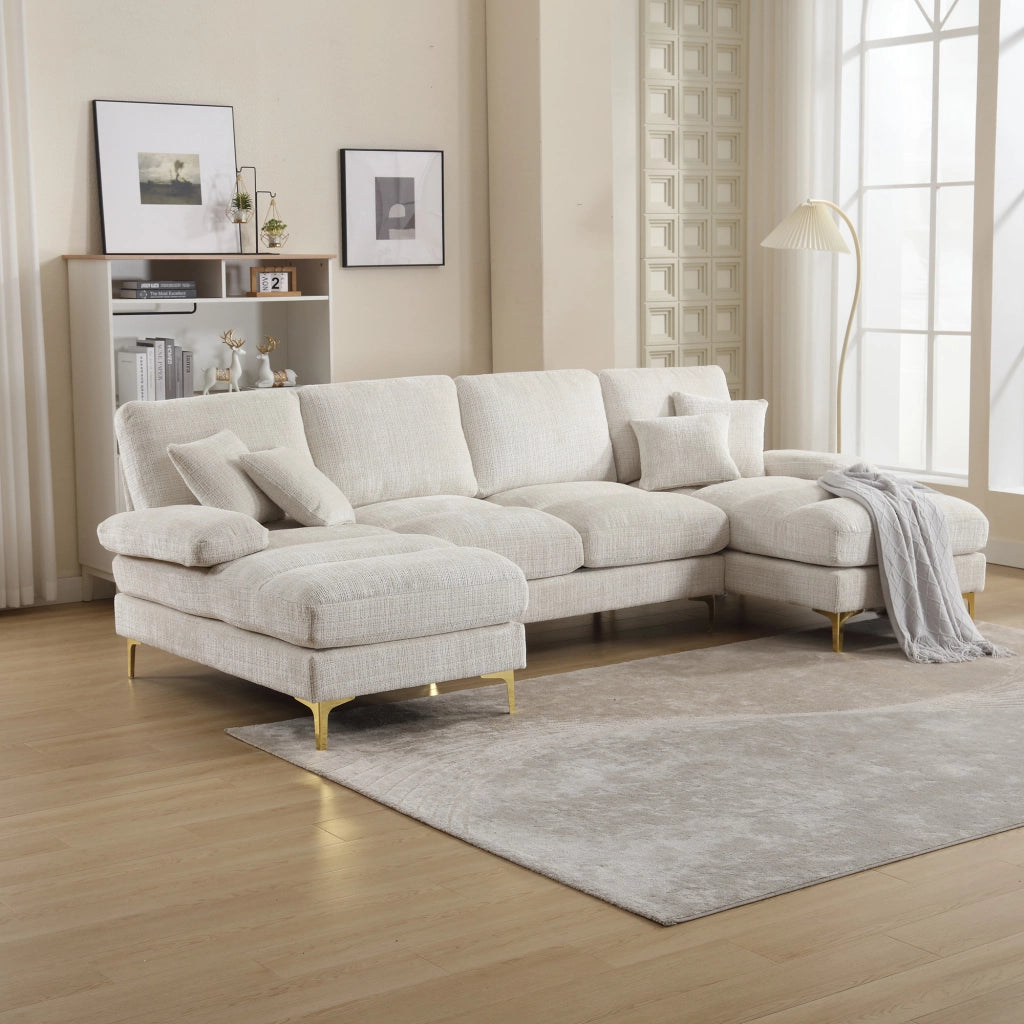 Divano U Angolare Chenille 3 Posti ¨C MINIMAL ¨C Grigio, Tessuto