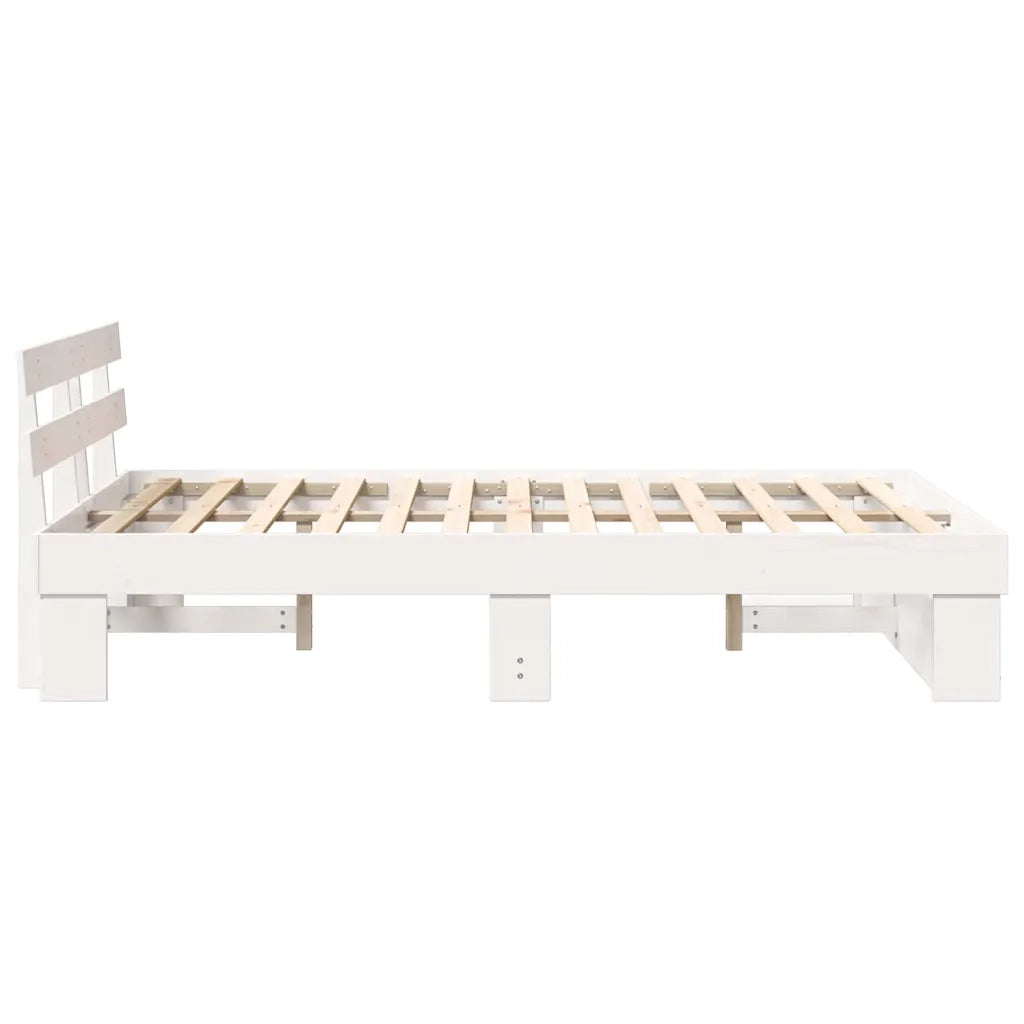 Letto matrimoniale | Letto per adulti | Struttura del letto Bianco 140 x 190 cm Pino massello
