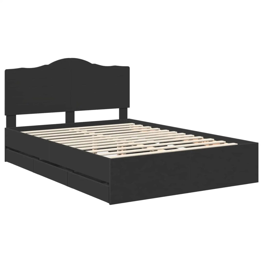 Letto matrimoniale | Letto per adulti | Struttura del letto Nero 150 x 200 cm Legno Ingegnerizzato