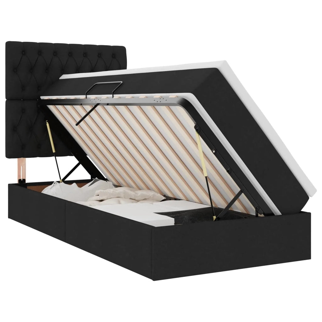 Letto con contenitore e LED con led Nero 90 x 200 cm Poliestere