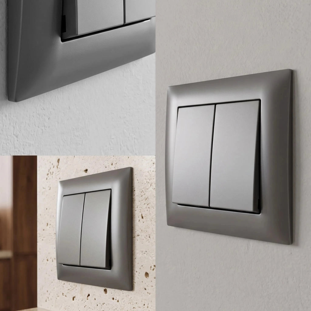 Interruttore Doppio Con Cornice Oste Jnh007-w Grey