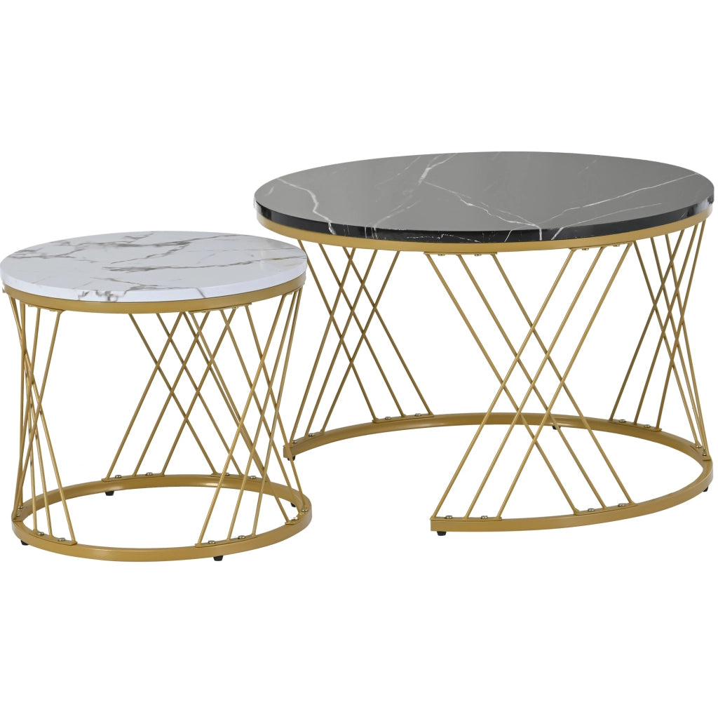 TAVOLINO DA CAFFÈ NESTING Set da 2 pezzi 70x70x45 cm MDF Nero
