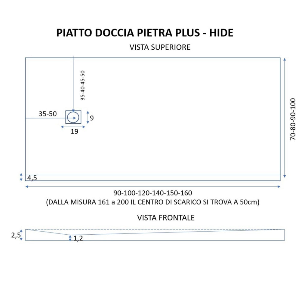 Piatto doccia in marmoresina grigio scuro effetto pietra cemento passion, misura 100x120