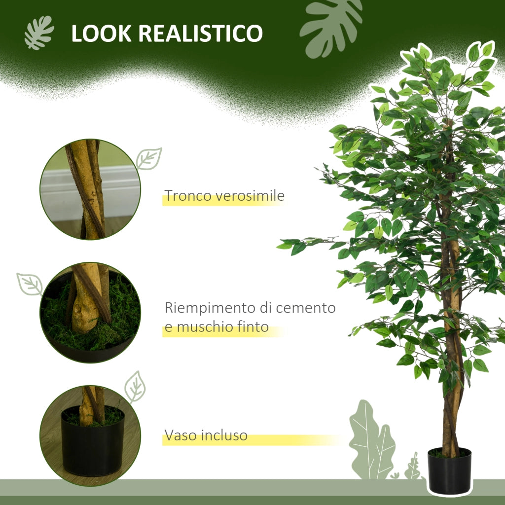 Ficus Artificiale 150cm ¨C Xylo ¨C Pianta Decorativa con Vaso