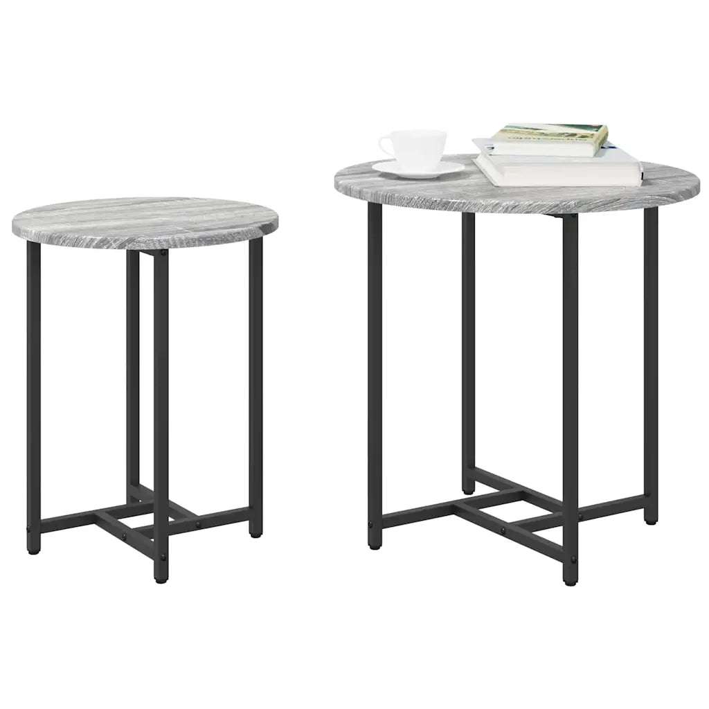 Set tavolini 2 pz | Tavolo laterale Grigio Sonoma e Nero