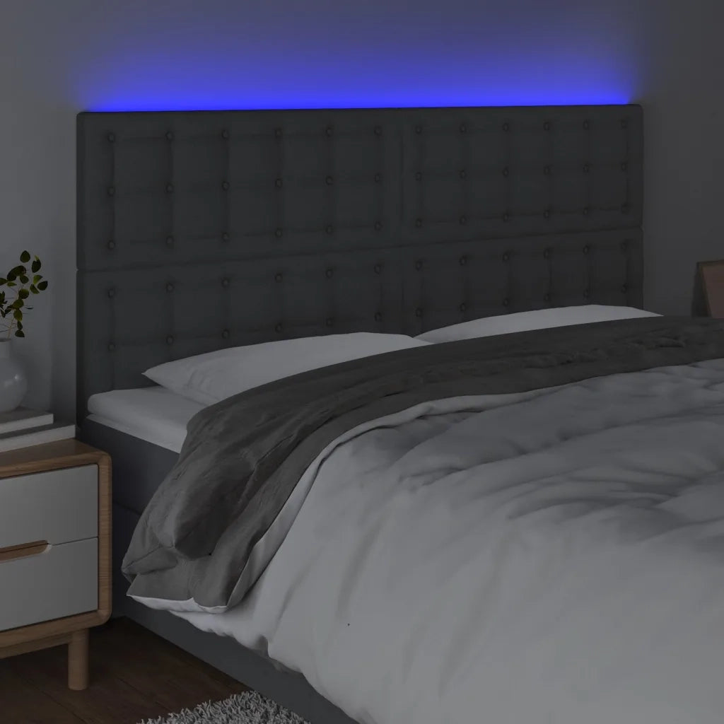 Testiera | Testata a LED GrigioScuro 160x5x118/128cm inTessuto
