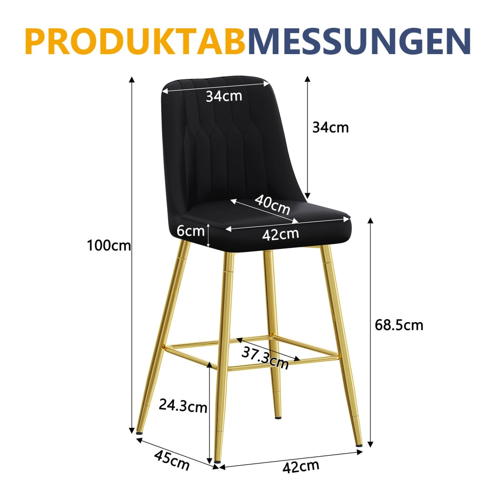 SGABELLI BAR Set da 2 pezzi h 100 cm in PU nero e metallo oro