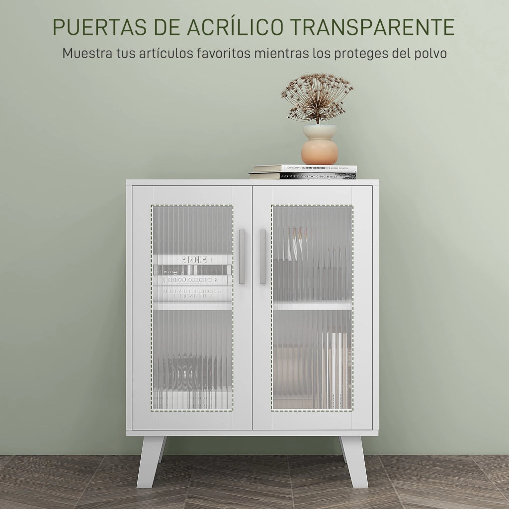 Cassettiera con ante trasparenti e 2 ripiani ¨C Minimal ¨C Bianco 61x35x75 cm