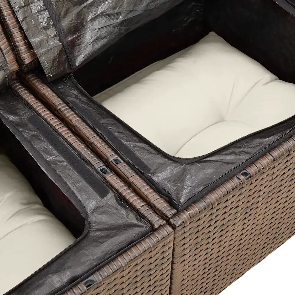 Set Divani da Giardino 9pz con Cuscini Marrone in Polyrattan 3326504