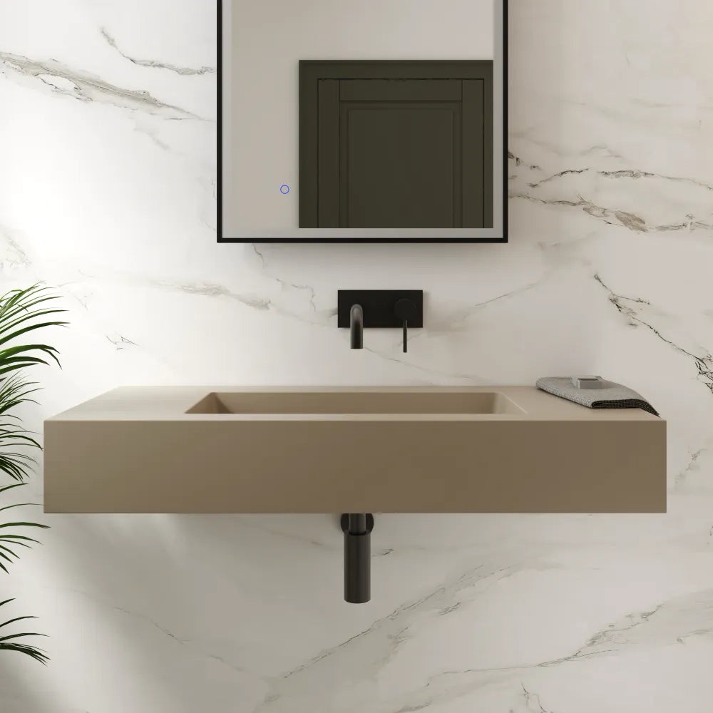 Lavabo sospeso in marmoresina 100cm beige opaco | Koro