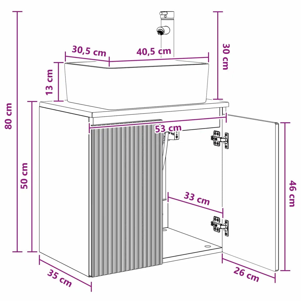 Mobile Lavabo | Armadio Lavabo da Parete Bianco Lucido 53 x 35 x 63 cm