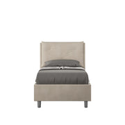 BS COM Letto singolo contenitore imbottito 90x210 microfibra sabbia
