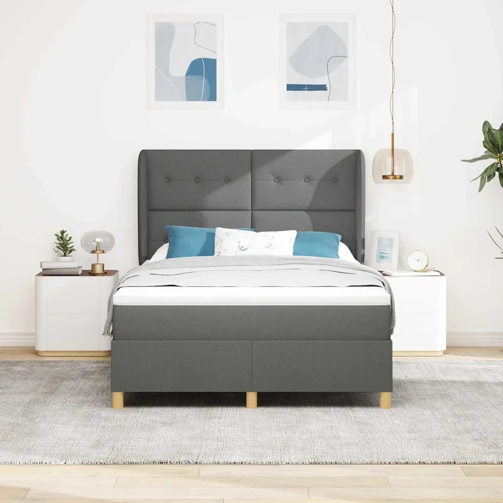 Letto a molle con materasso Grigio scuro 200 x 140 cm Tessuto 3340754