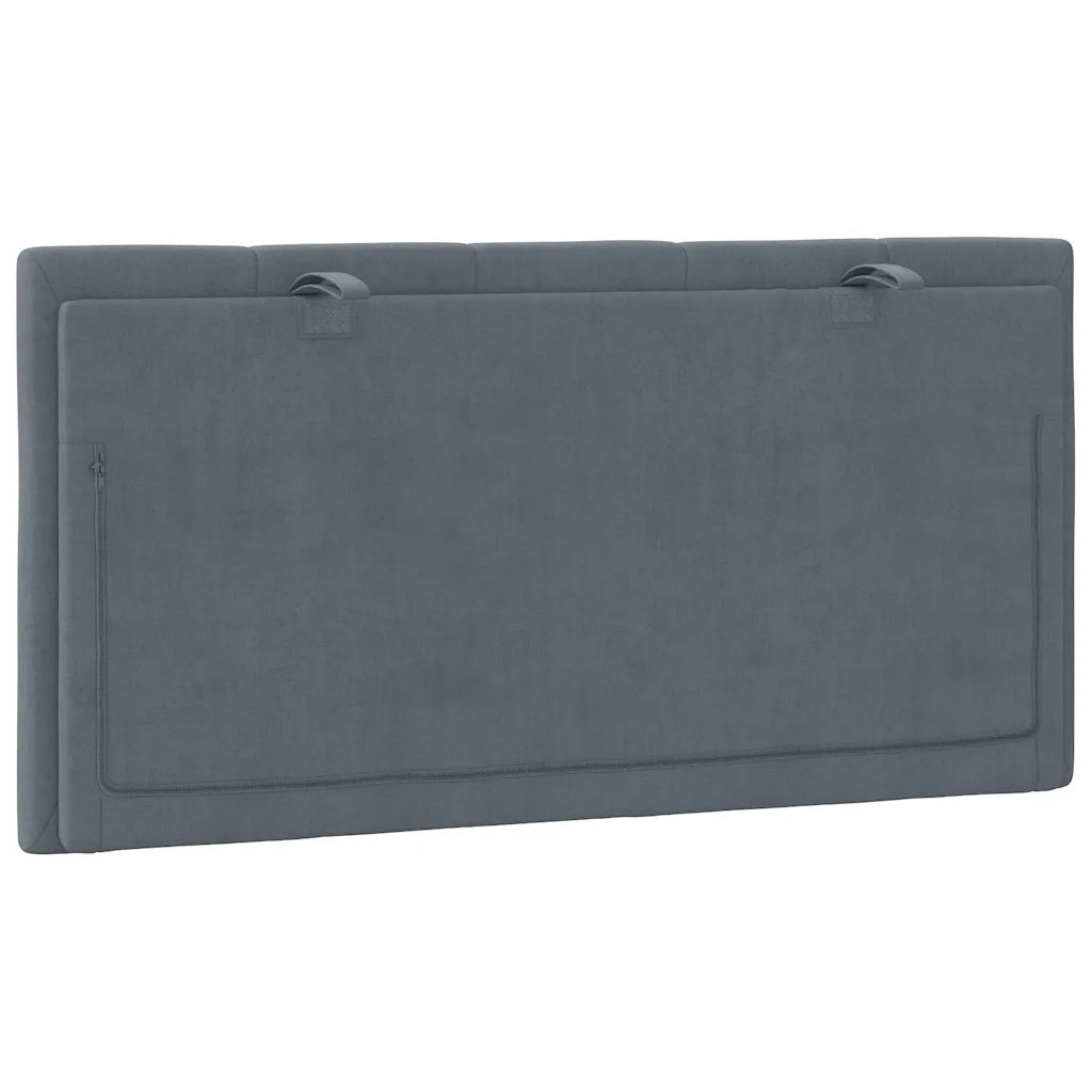 Coussin de tête de lit Hanko gris foncé 100 cm velours