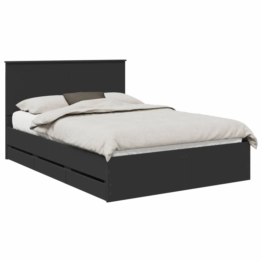 Letto matrimoniale | Letto per adulti | Struttura del letto Nero 140 x 200 cm Legno Ingegnerizzato