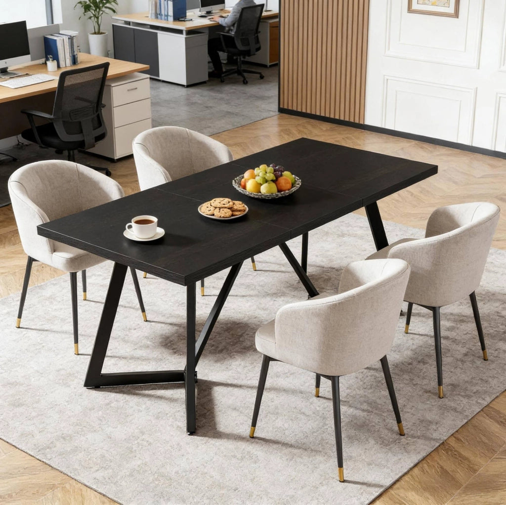 Tavolo da pranzo rettangolare nero e marrone in MDF