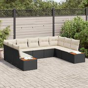 Set Divano da Giardino 5 pcs Nero e Crema Polyrattan 3356832