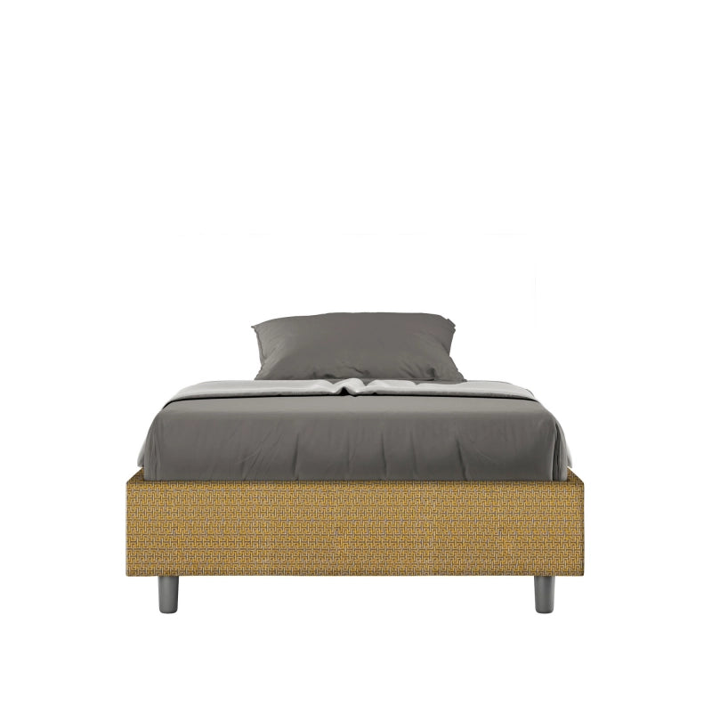 Letto Sommier imbottito 1 piazza e mezza 120x200 cm tessuto Labirinto Azelia - Senza rete,Giallo