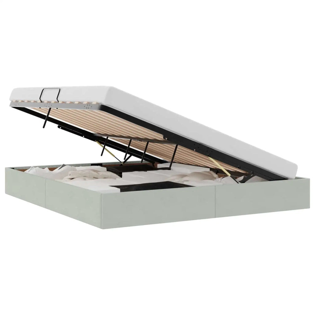 Letto ottomano Grigio Chiaro 160 x 200 cm Velluto 3442892