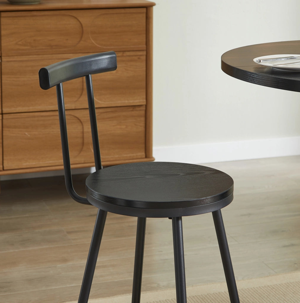 TAVOLO da bar rotondo 80 cm nero Set da 3 pezzi