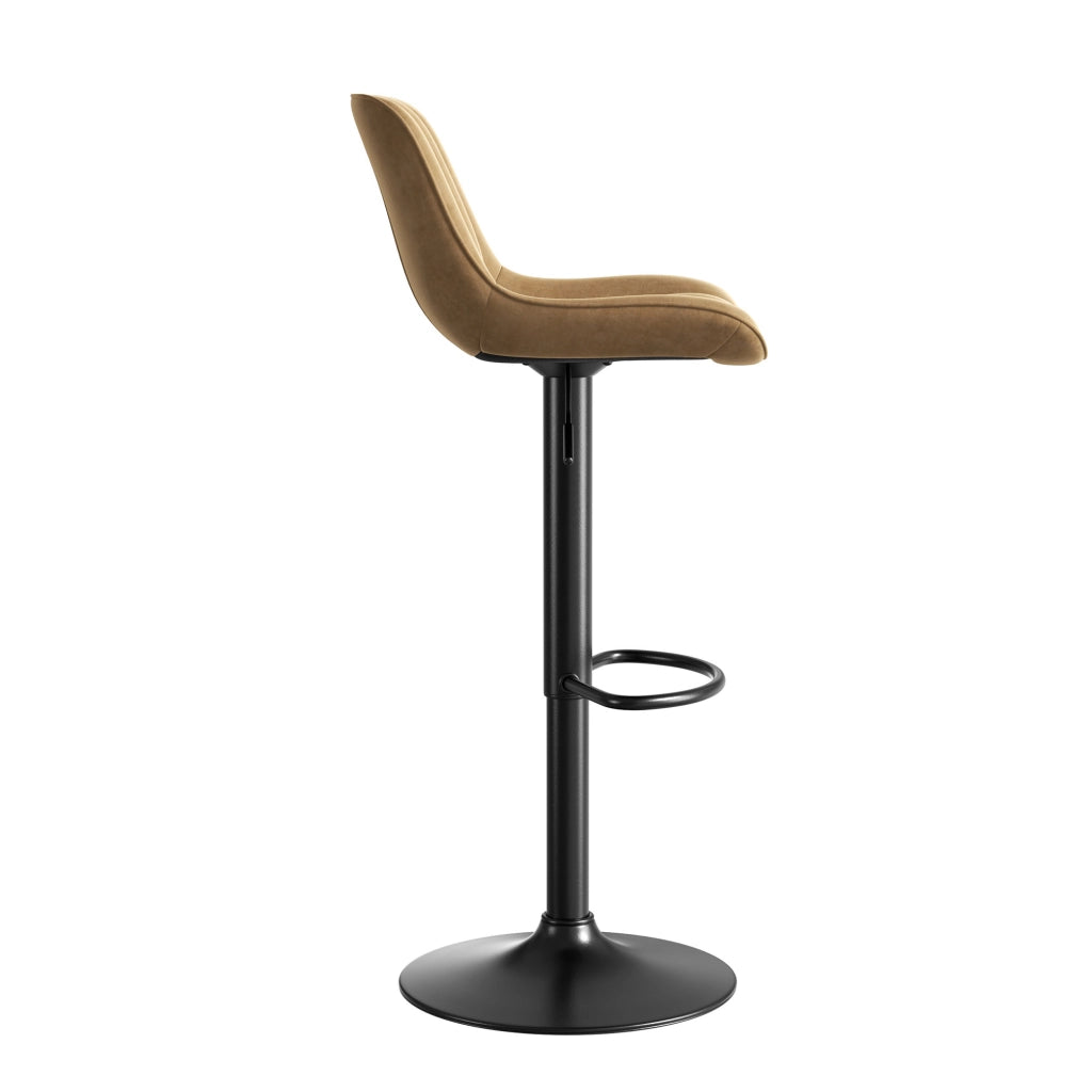 Sgabello da bar girevole altezza regolabile schienale ergonomico in velluto marrone