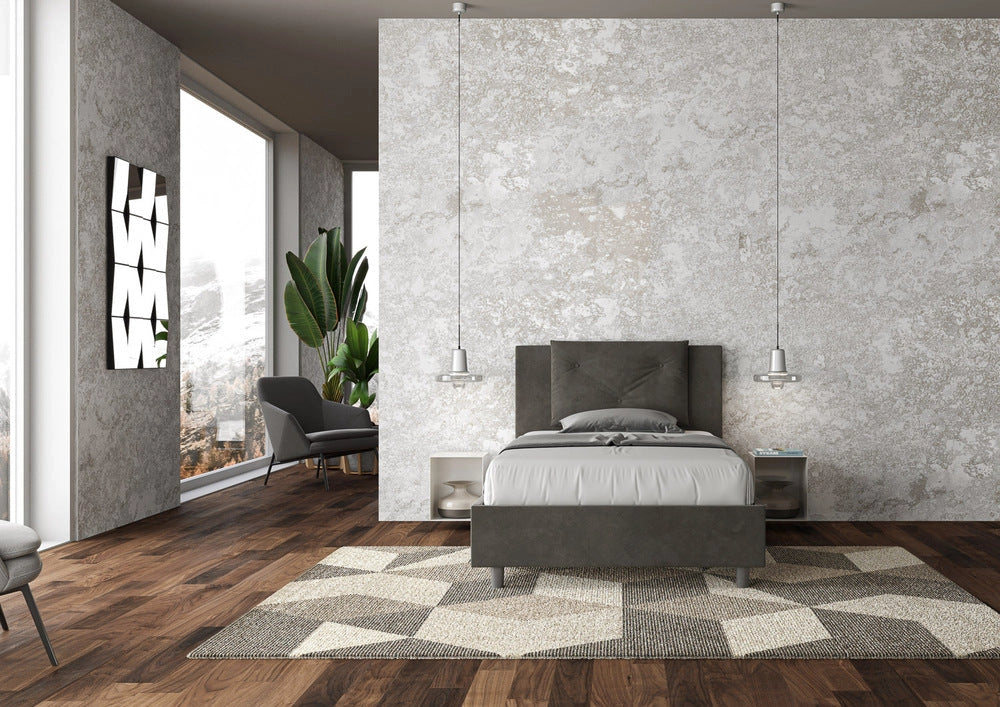 Letto Singolo 100x210 cm con Rete Appia Grigio