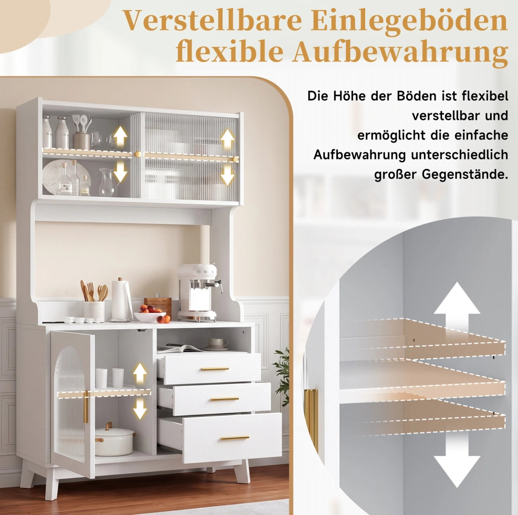 Credenza alta bianca con prese e porte USB