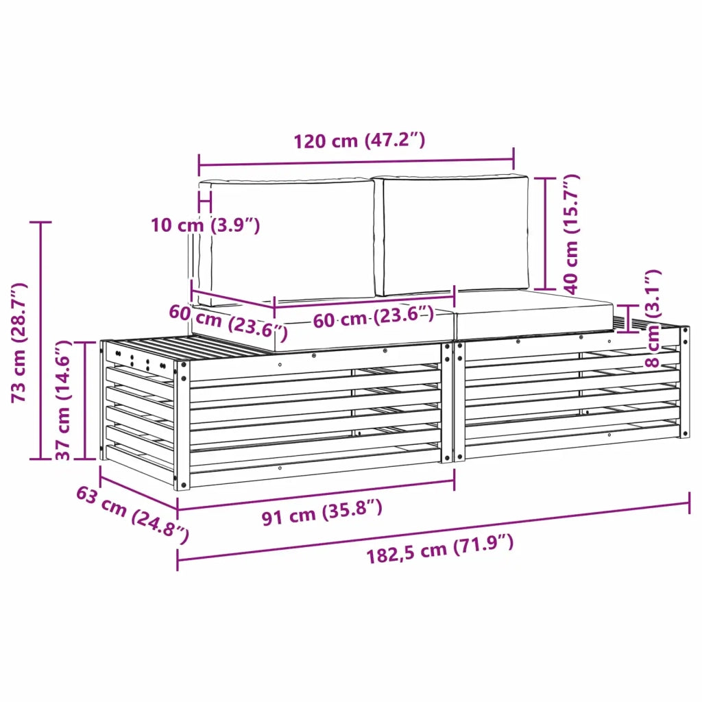 2 pz Set di divani da esterno Naturale e Beige 3375433