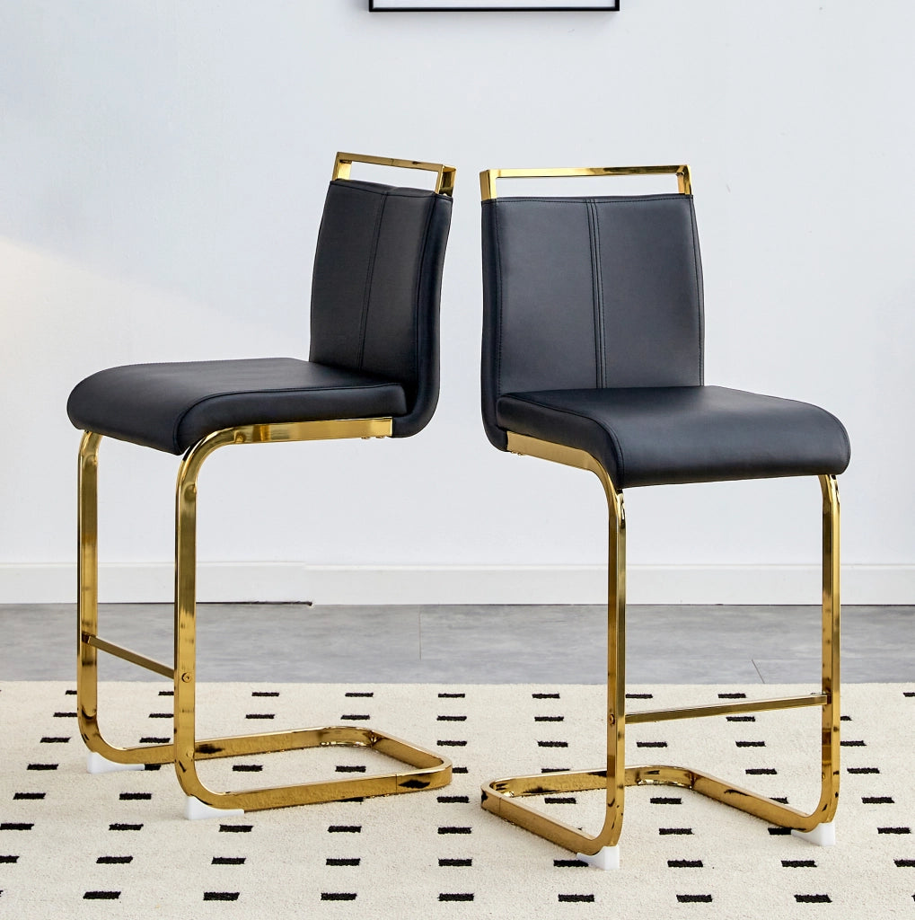 SGABELLI BAR Set da 2 pezzi 96,5 cm Nero/Oro in PU e metallo