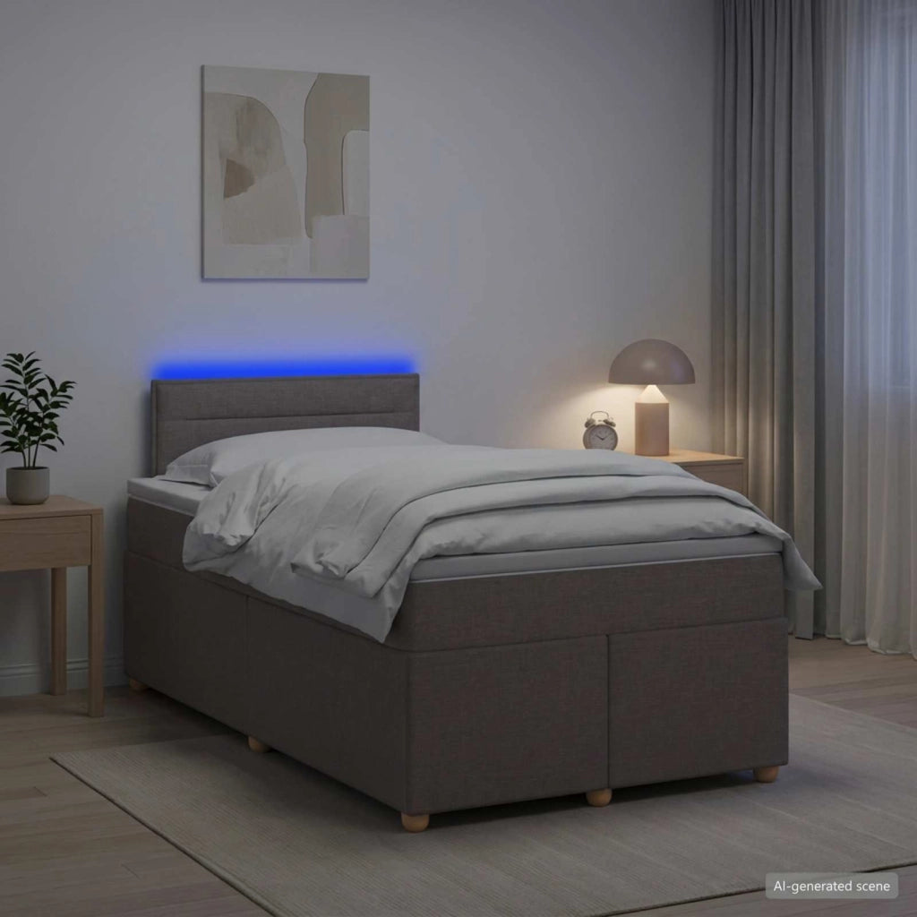 Letto box spring con materasso Tortora 120 x 190 cm Tessuto 3452370