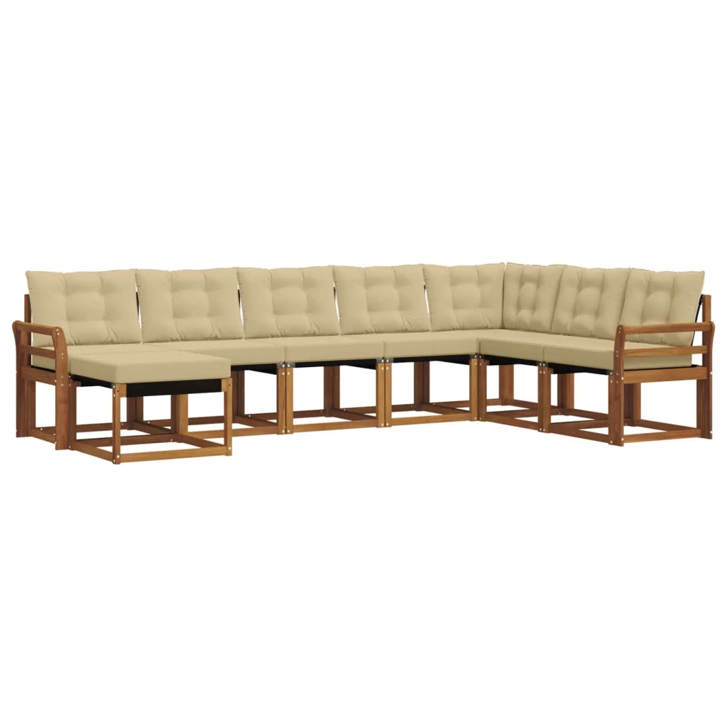 Set di divani da esterno con cuscino 8 pcs Naturale e Beige 3368956