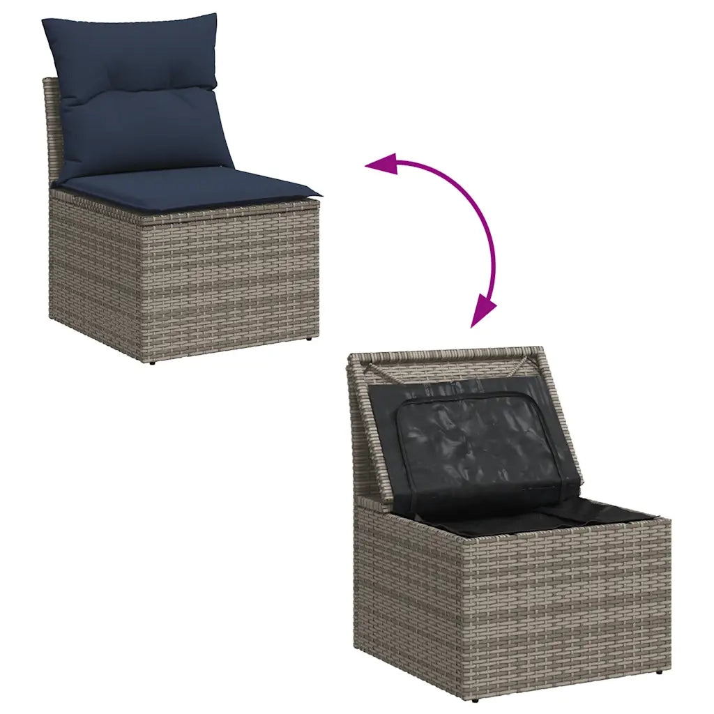 Set Divani da Giardino 7 pz con Cuscini Grigio in Polyrattan 3256103