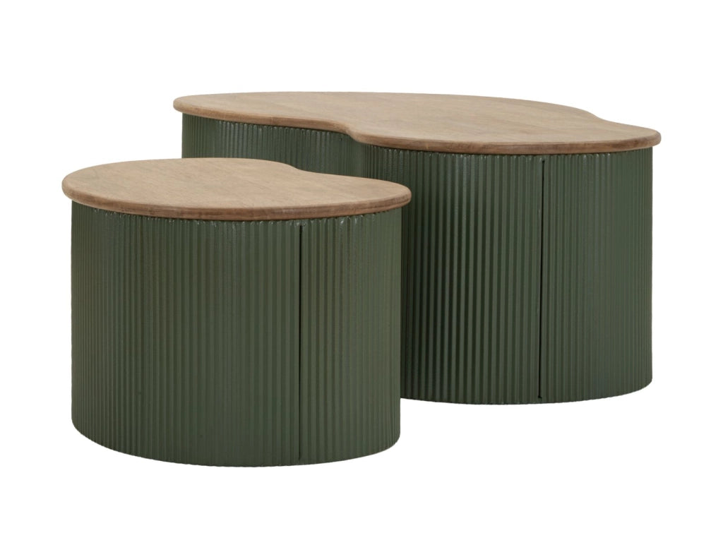 Tavolini da Caffè Frankfurt Coppia Verdi 87x53x32 cm in Gomma e Metallo
