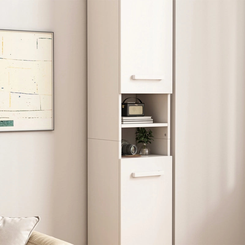Armadio bianco moderno a colonna scaffale alto loft 2 ante 180 cm