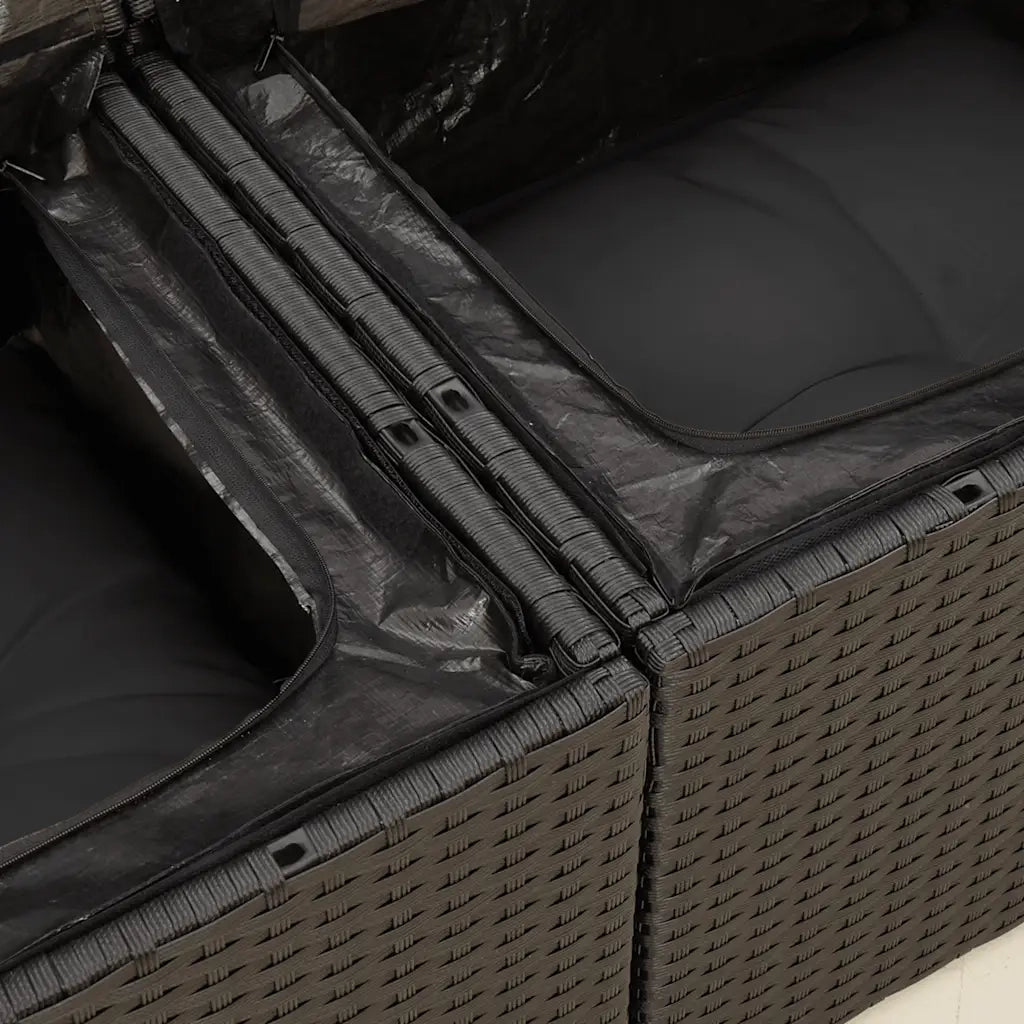 Set Divani da Giardino 11 pz con Cuscini in Polyrattan Nero 3326546
