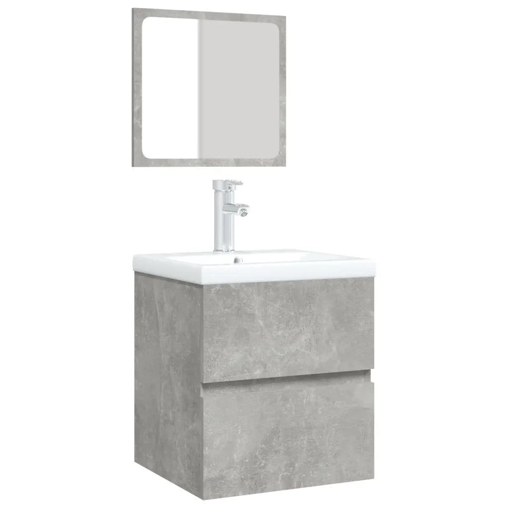 Mobile da Bagno con Lavabo | Armadio Lavabo e Specchio Grigio Cemento
