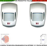 Doppia Tecnologia Grandangolo Due Rilevatori Movimento Per Antifurto Portata 15 MT da Interno Rileva Intruso Entro 90 Gradi Aliment. 12 V Assorbimento 10 mA Infrarosso Lente 18 Fasci Bianco Snodo ABS