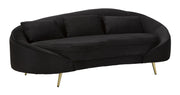Divano 3 Posti Oslo con Cuscini Nero 185x84x68 cm in Eucalipto e Spugna e Poliestere e Metallo