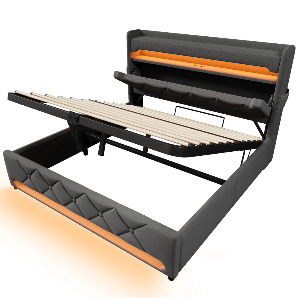 Letto matrimoniale 180x200 con materasso; contenitore e LED