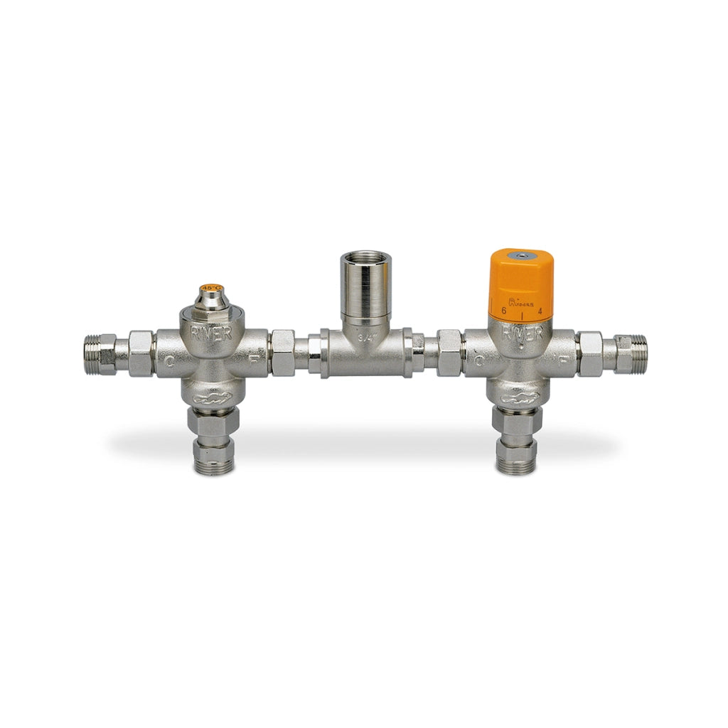 KIT TERMOSTATICO MINIECO SOLAR C/VALVOLA DEVIATRICE E MISCELATORE- 3/4   45  °C- RIVER- pezzi 1