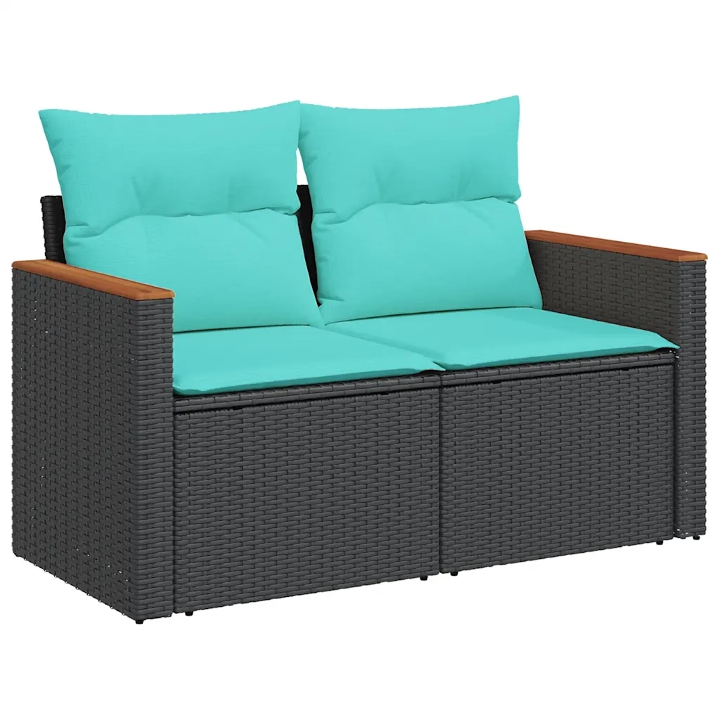 Set Divani da Giardino 11 pz con Cuscini Nero in Polyrattan 3226120