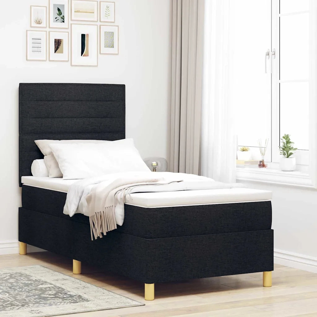 Letto a Sorgente LED con testiera Nero 90 x 200 cm Tessuto 3342993
