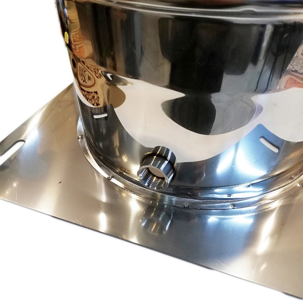 Piastra di base da 100mm in acciaio inox aisi 304 con spurgo