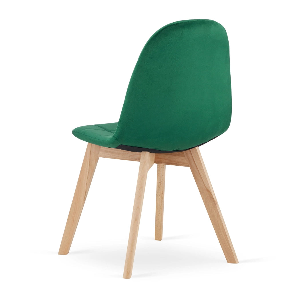 Sedia Valora NUUC in velluto verde scuro, design ergonomico x4