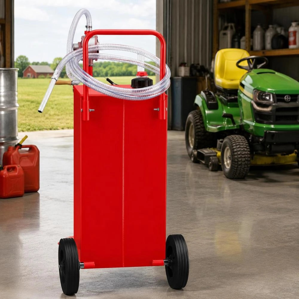 Fuel Caddy Fuel Storage Tank 132 L 4 Wheels With Manual Pump, Red