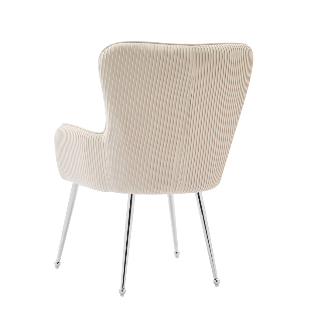 Set di 2 sedie in velluto beige con braccioli e supporto lombare