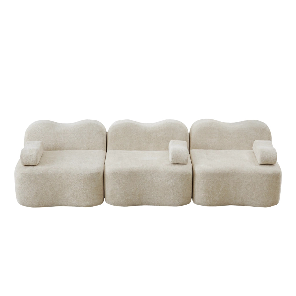 Divano Modulare 3 Posti con Braccioli ¨C MINIMAL ¨C Beige, Tessuto, Morbido